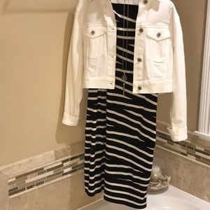 Alfani dress, black with white stripes, stretchy